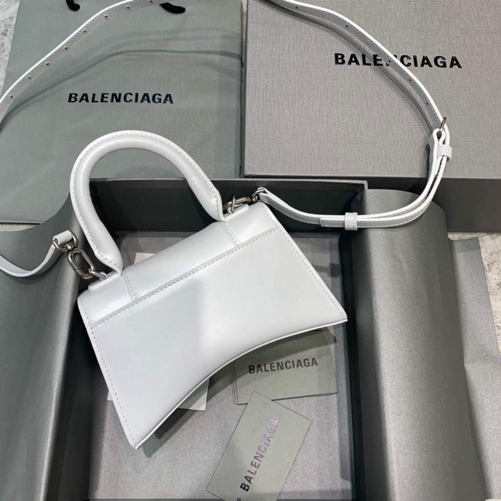 Balenciaga 592833 Hourglass Class for Clep in White Leather