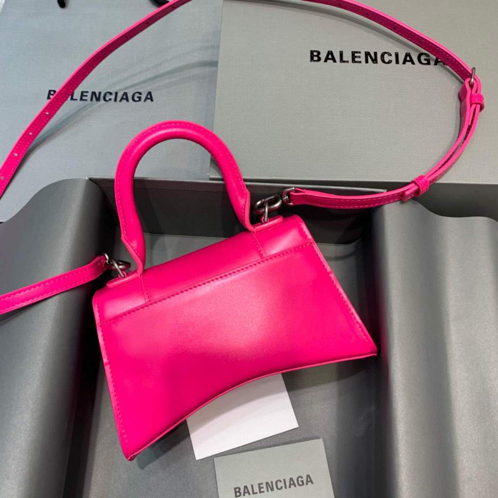 Balenciaga 592833 Plum Leather Hourglass Handle Hourglass