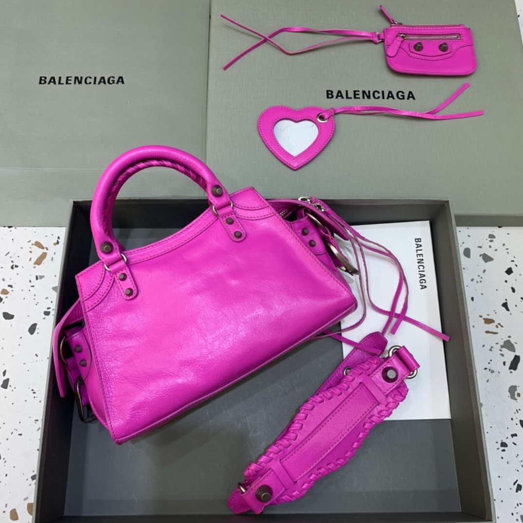 Balenciaga 700940210B Neo Cagole City Lambskin Bags arena sky pink