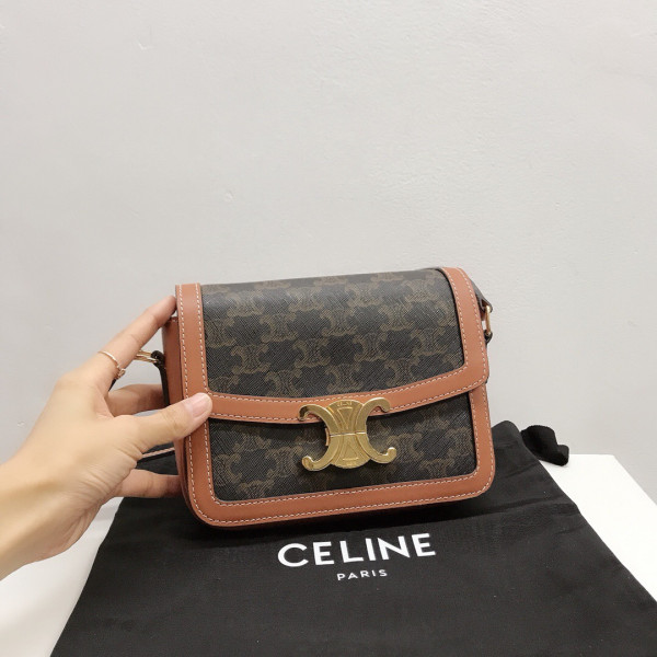 CELINE TEEN TRIOMPHE BAG IN TRIOMPHE CANVAS AND CALFSKIN FHN-2020-121699