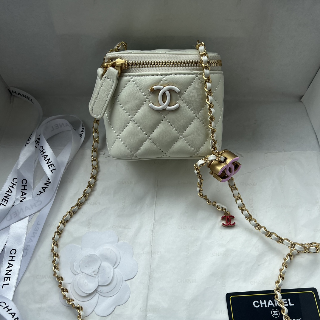 Chanel 24A New Double C Enamel Button Makeup Bag 1207