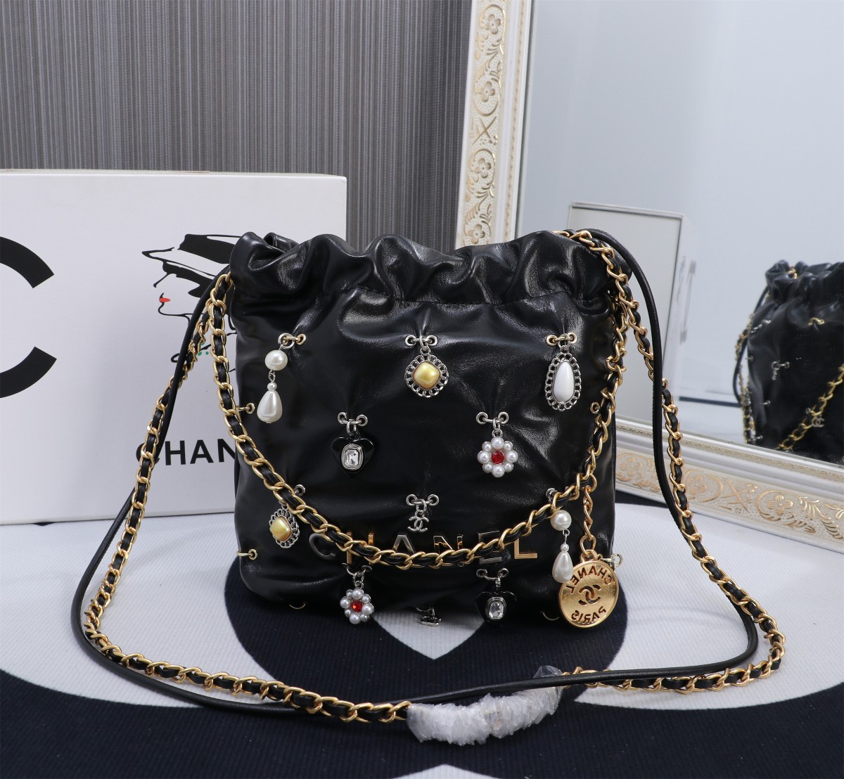 Chanel Mini Garbage Bag 8867 black color