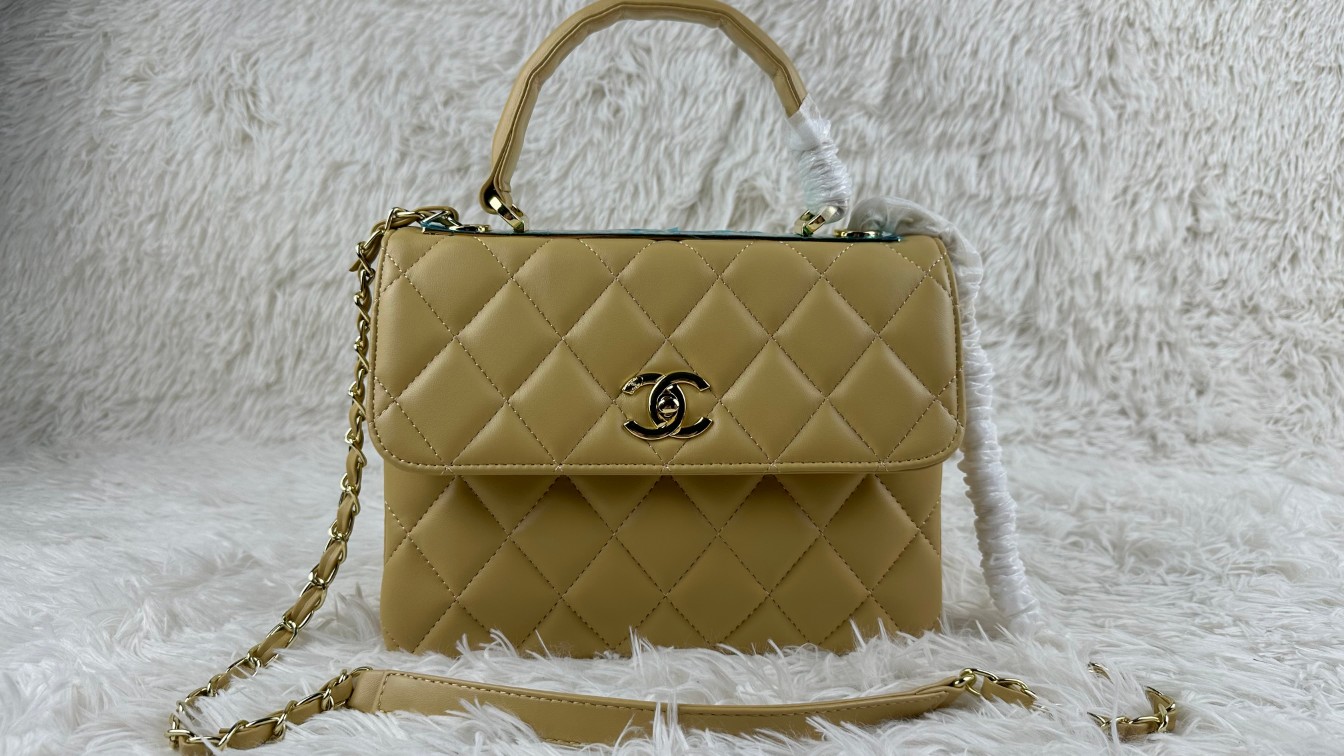 chanel handbags Sheepskin bag 8852 yellow color