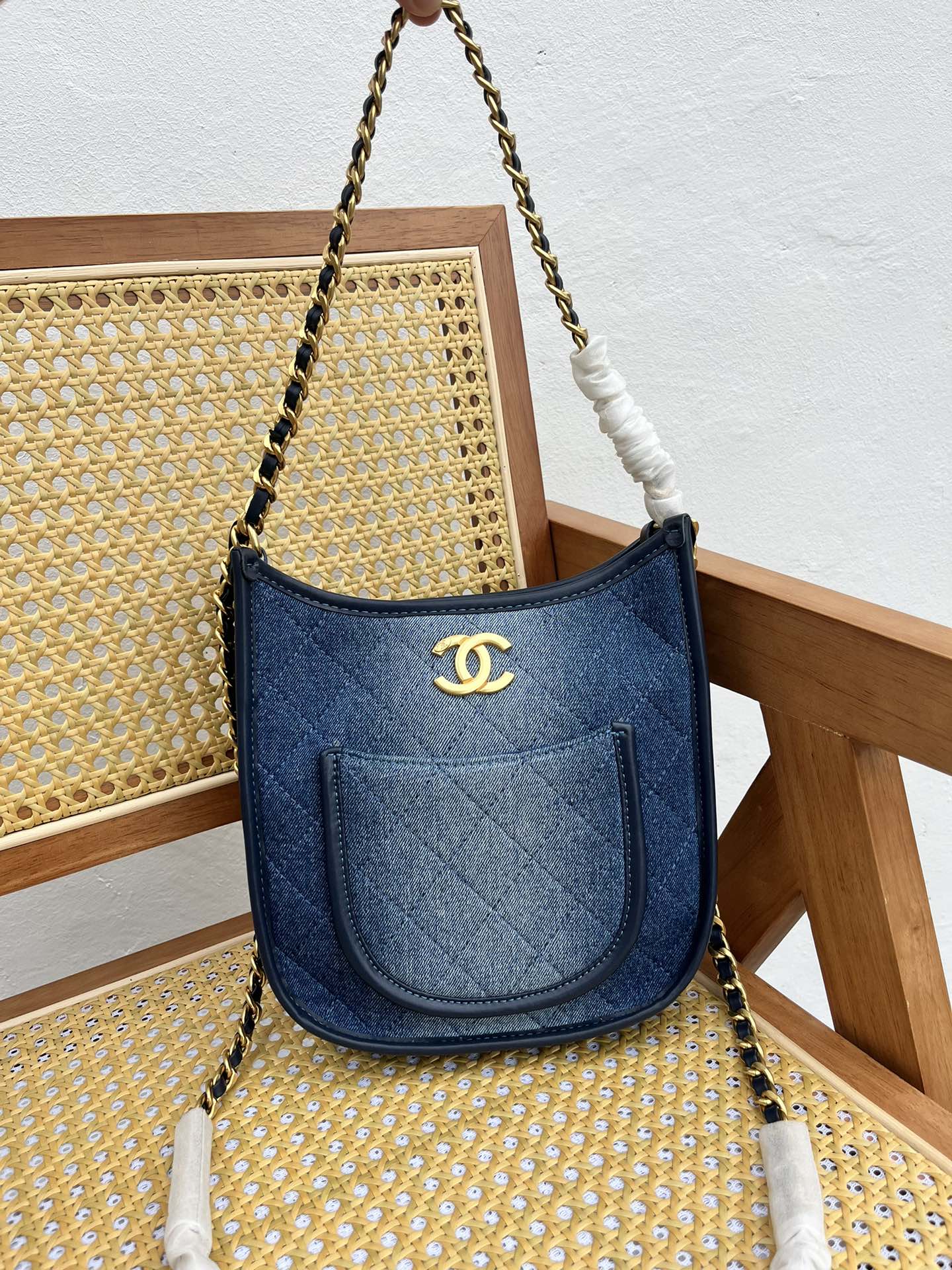 chanel 24C denim saddle bag 1165