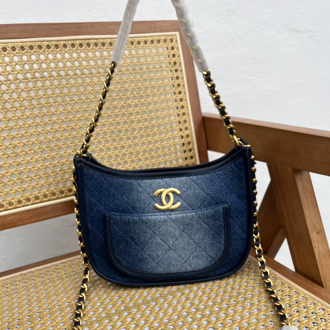 chanel 24C denim saddle bag 1166