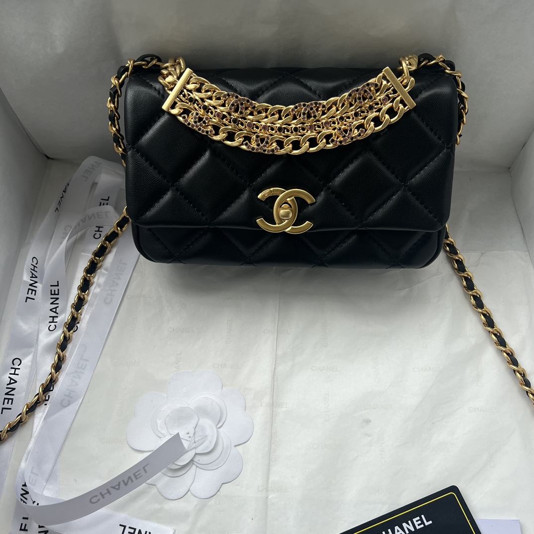 CHANEL 24C New Handle Chain Bag 350 Black