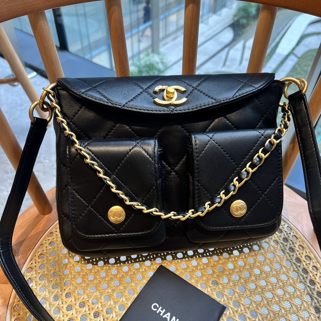 Chanel 24P Hobo Hippie Bag Small 9150 Black