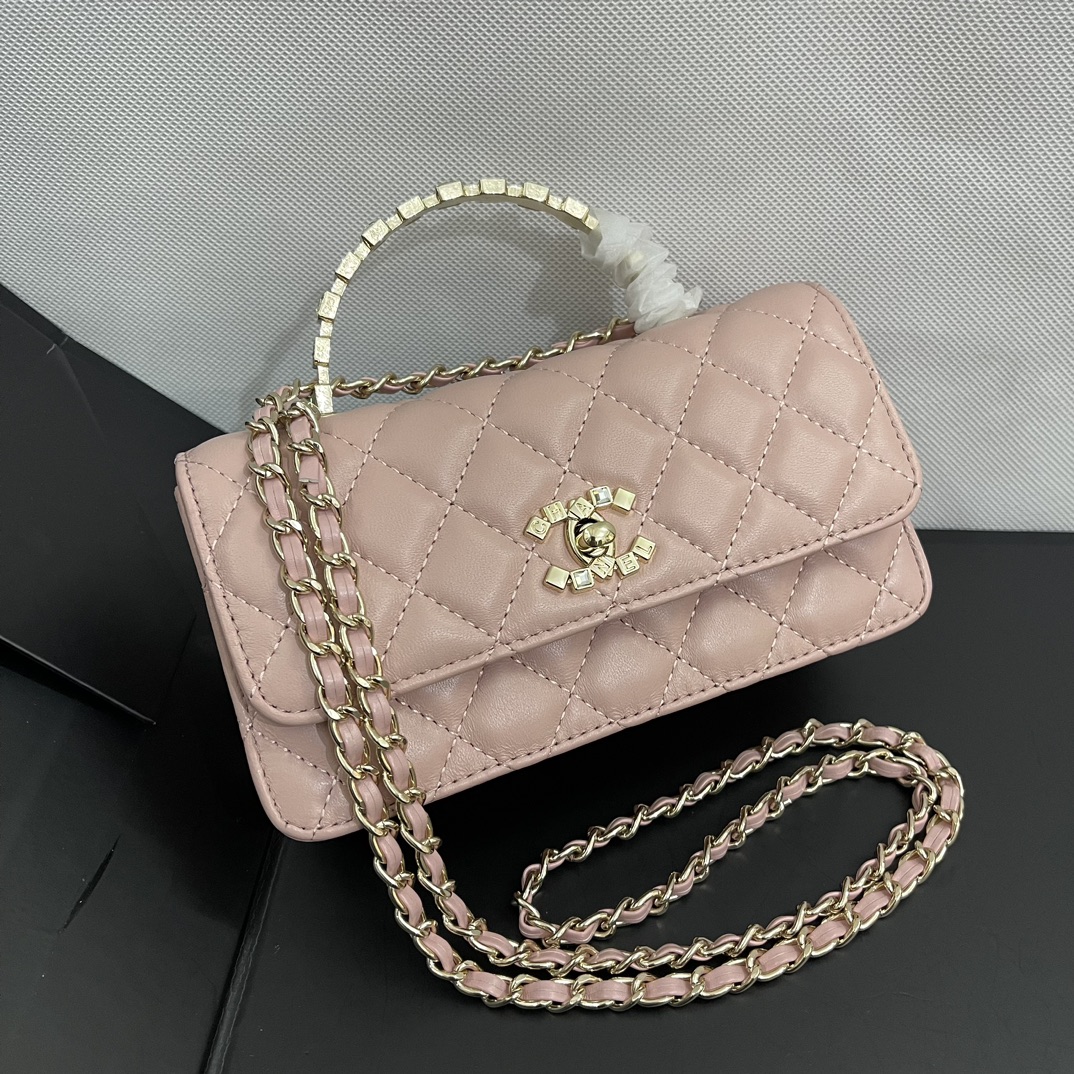 Chanel 24P new rhinestone handheld woc 513 Pink two-ply&three-color