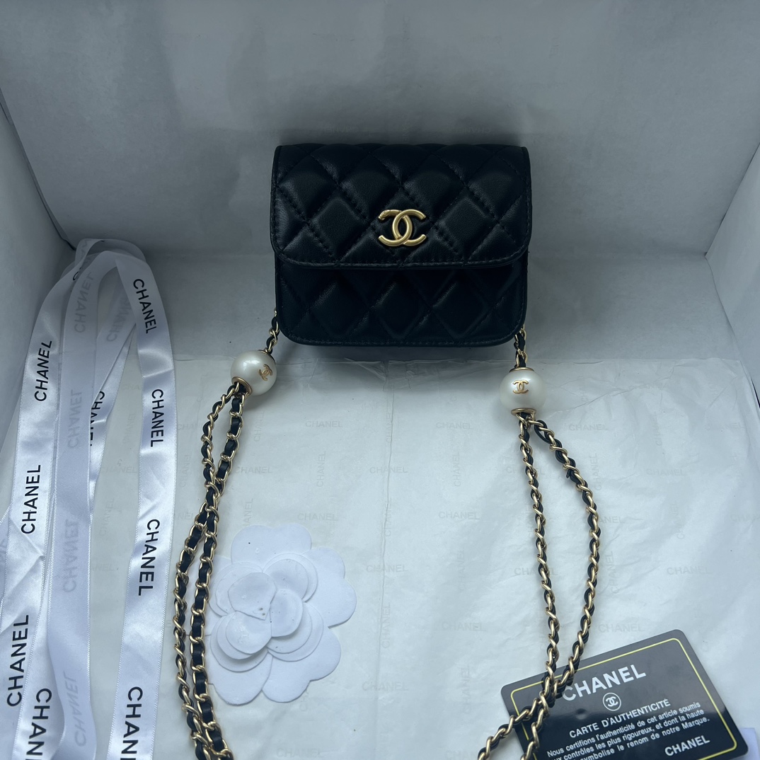 CHANEL 24S ultra-mini bag with pearl adjustable clasp 351 Black