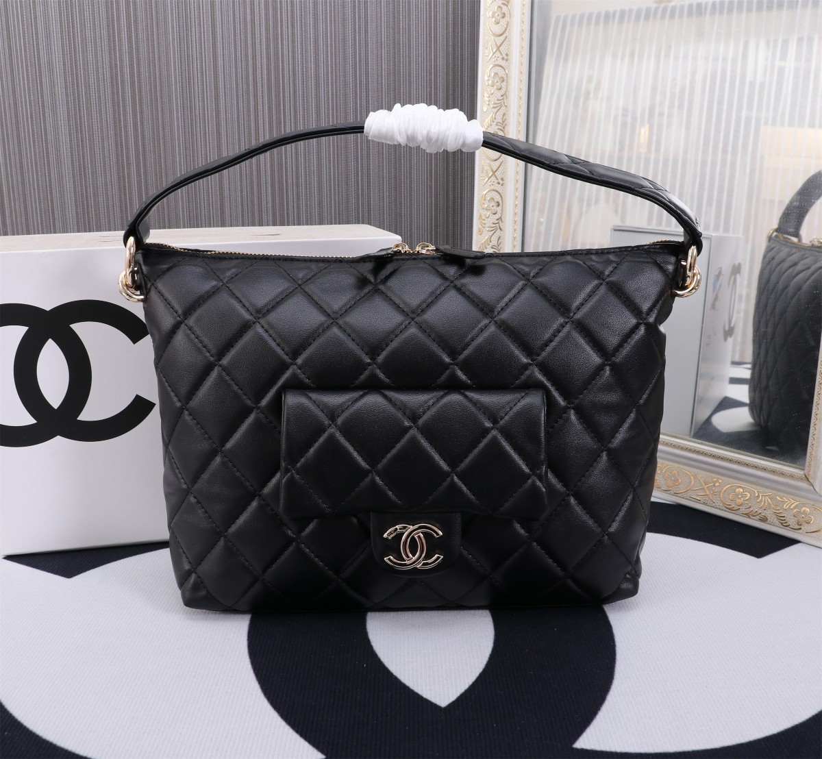 Chanel 23b new hippie hobo 8856 Black