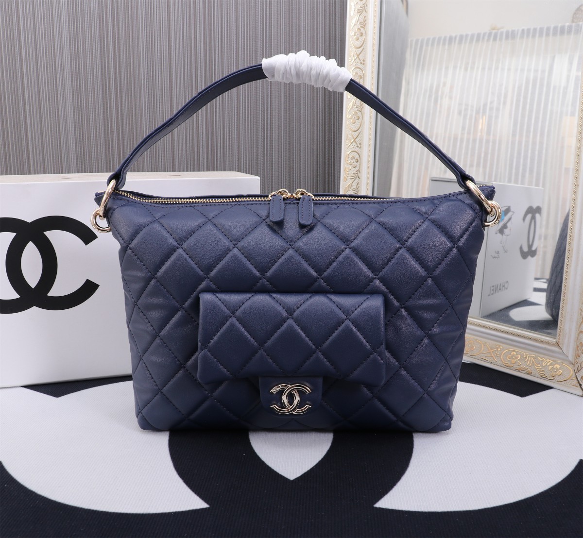 Chanel 23b new hippie hobo 8856 navy blue