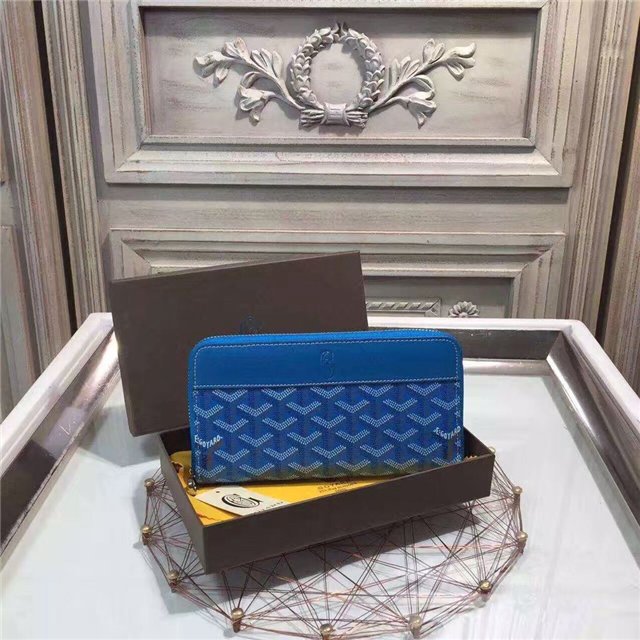 Goyard Matignon Around Zippy long Wallet Navy Blue