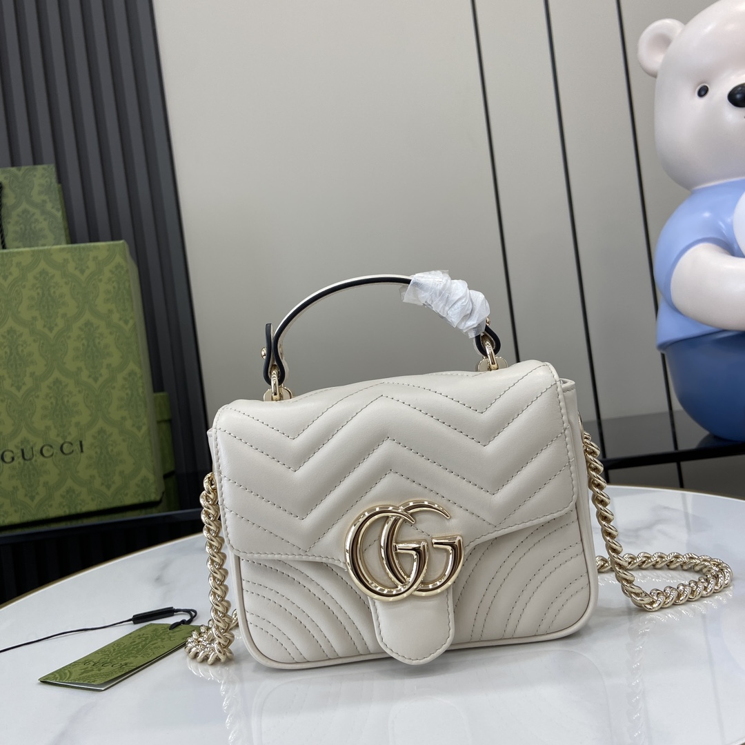 GG Marmont Collection Mini Tote 811238 Beige with Gold Label