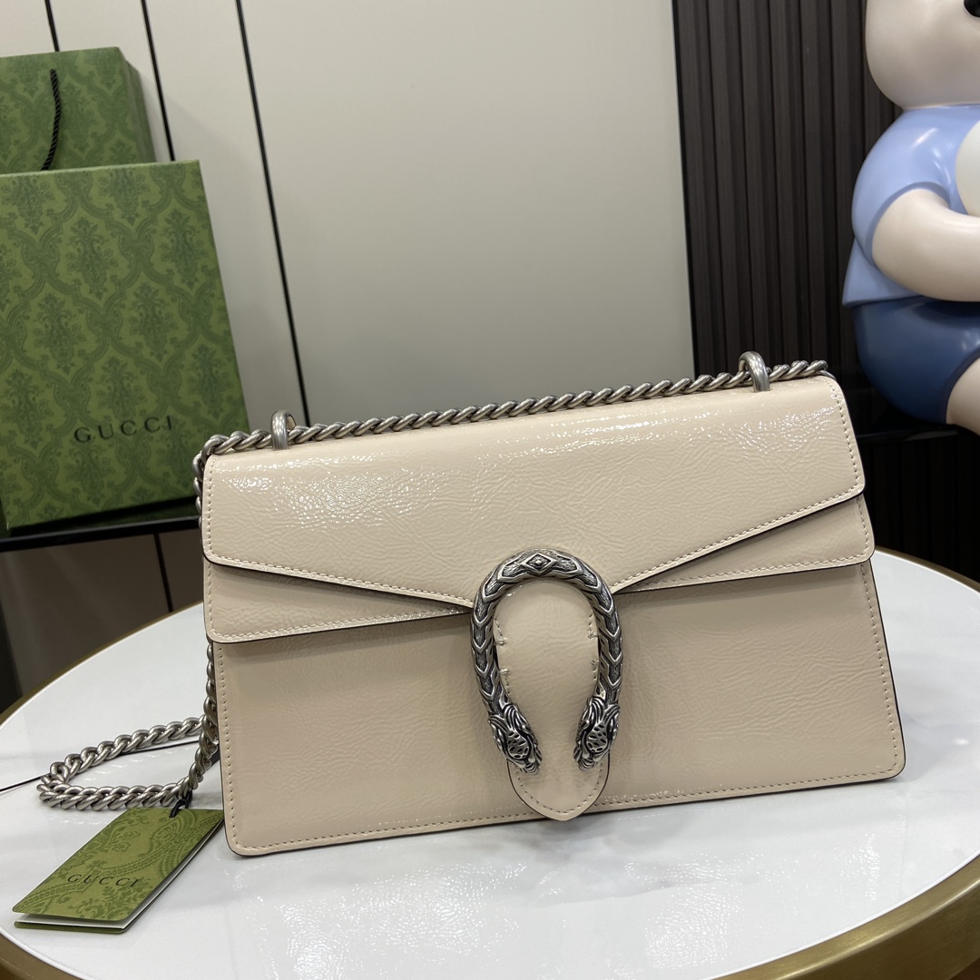 GG Dionysus Series Small Shoulder Bag 795005 White/Patent Leather