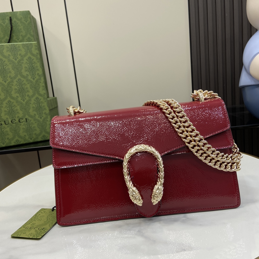 GG Dionysus Series Small Shoulder Bag 795005 Red/Patent Leather