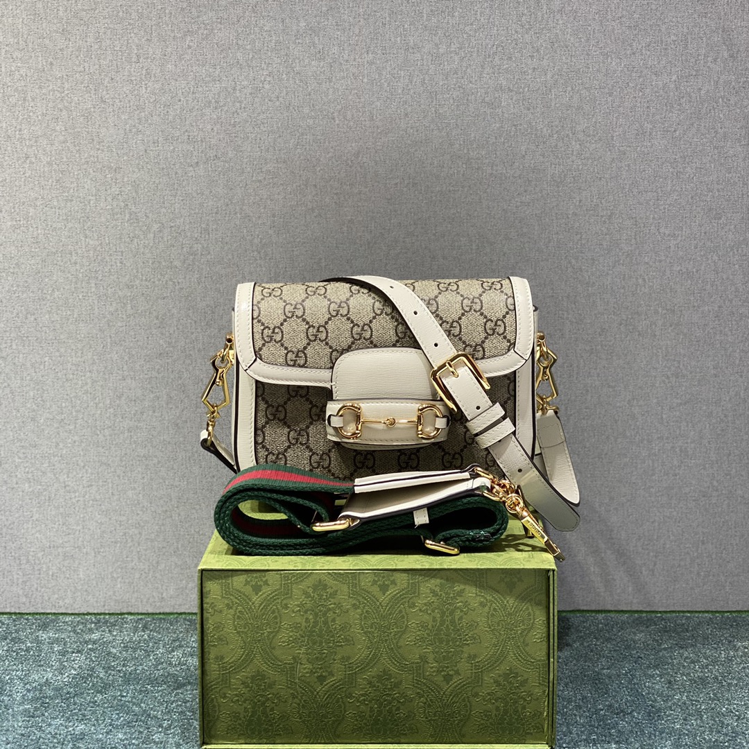 Gucci 1955 horsebit mini bag 658574 brown with white edges