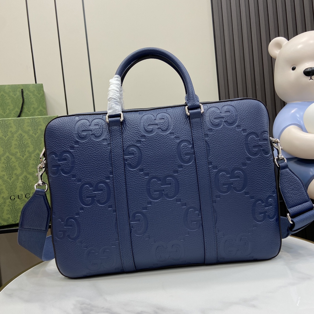 Super Double G Briefcase 658573 Blue/Press G