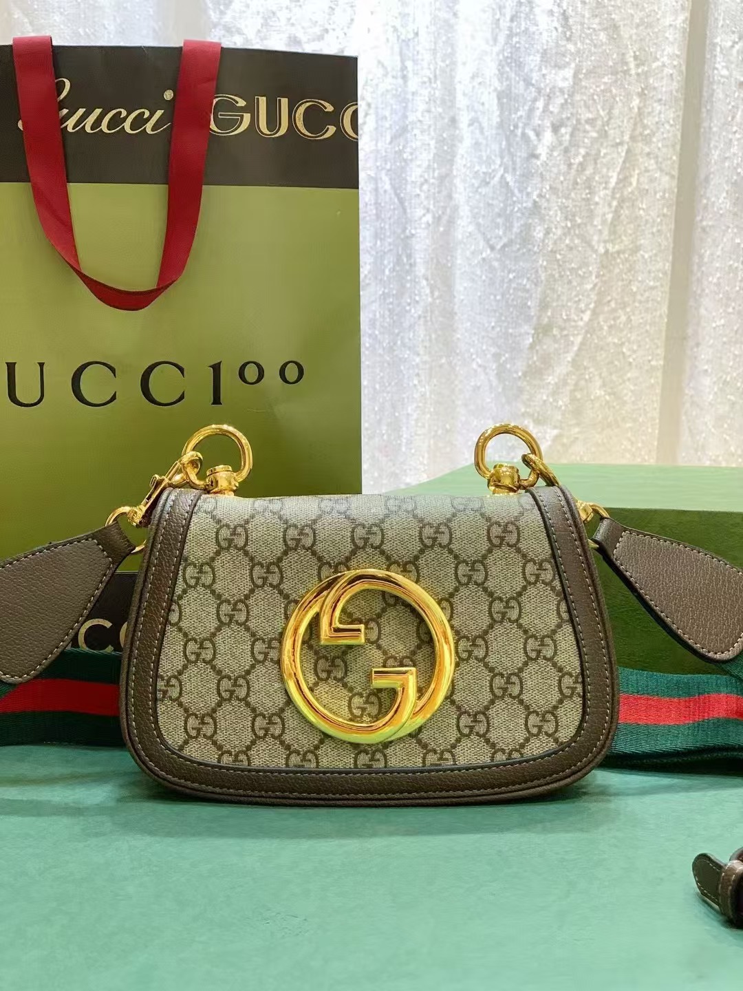 Gucci New Handbag 815700 Curry Cloth-Gold