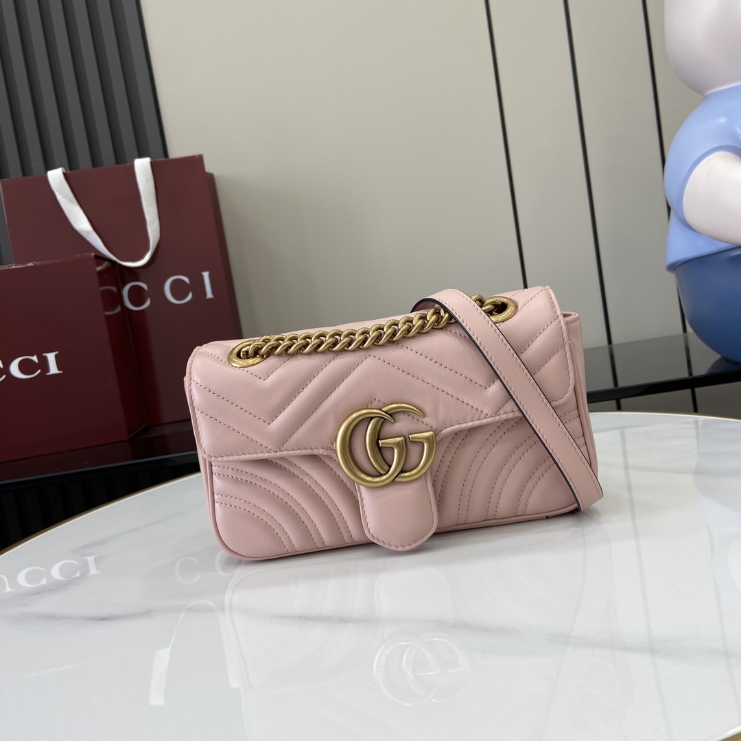 Gucci New Handbag 446744 Light pink full leather