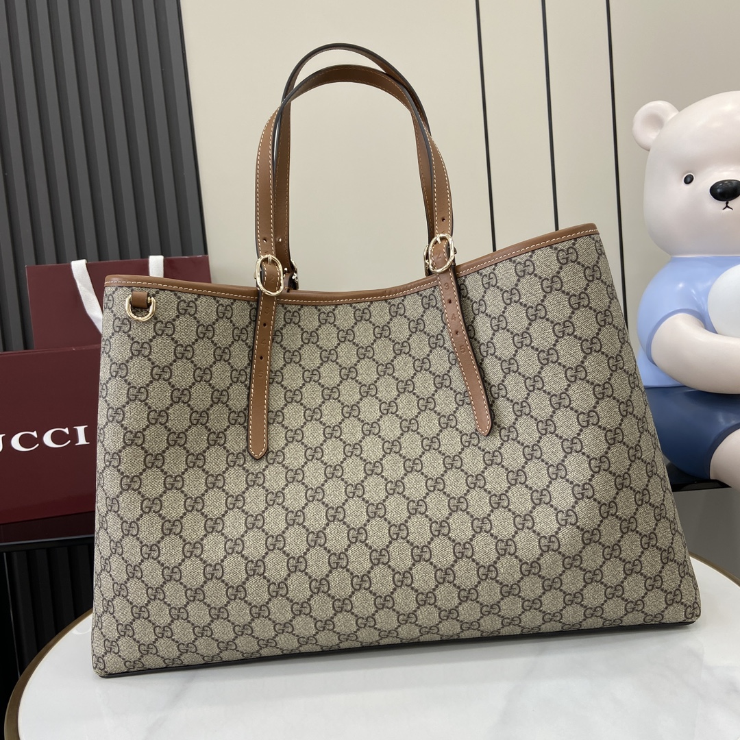 Gucci Emblem Large Tote Bag 815212 Brown Gum Brown