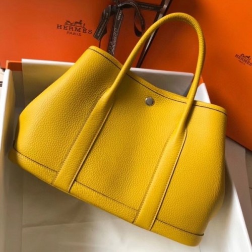 Hermes Yellow Clemence Garden Party 30cm Handmade Bag