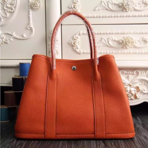 Hermes Medium Garden Party 36cm Tote In Orange Leather