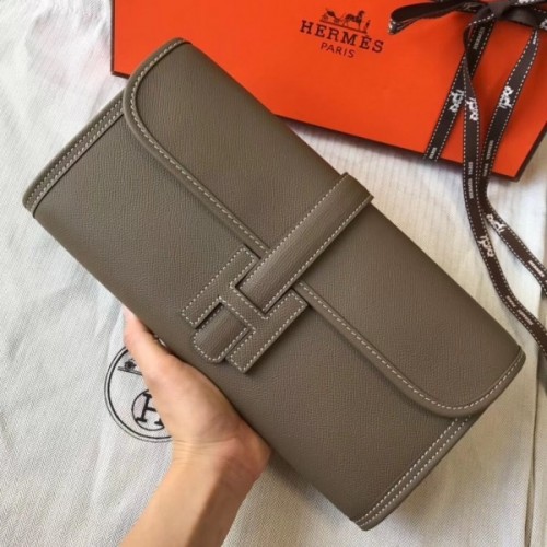 Hermes Jige Elan 29 Clutch Bag In Taupe Epsom Leather