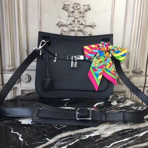 Hermes Black Clemence Jypsiere 28cm Bag