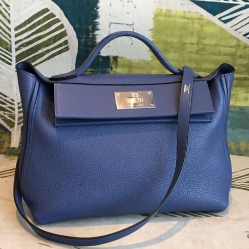 Hermes 24/24 29 Bag In Blue Clemence Calfskin