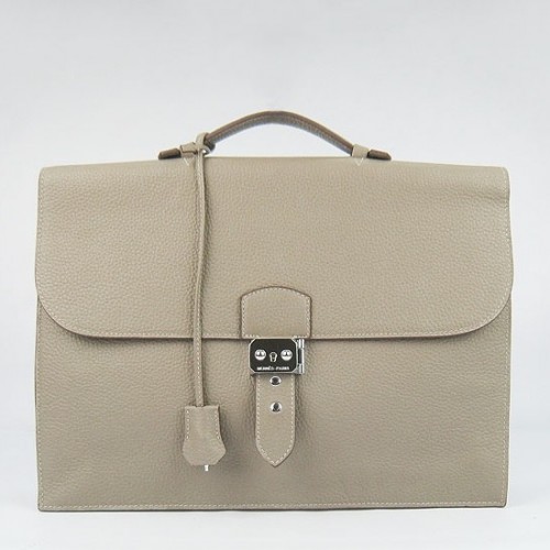 Hermes Grey Sac A Depeches 38cm Briefcase Bag