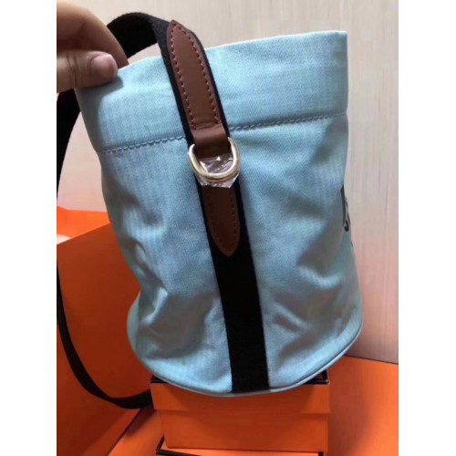 Hermes Grooming Bucket Bag In Blue Canvas