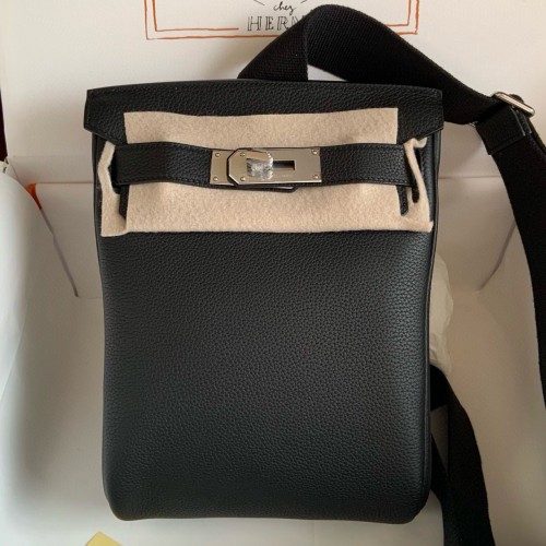 Hermes Hac a Dos PM Bag Black Togo Leather with Palladium Hardware