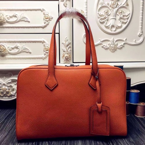 Hermes Victoria II 35cm Bag In Orange Leather