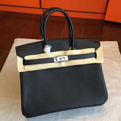 Hermes Black Clemence Birkin 25cm Handmade Bag