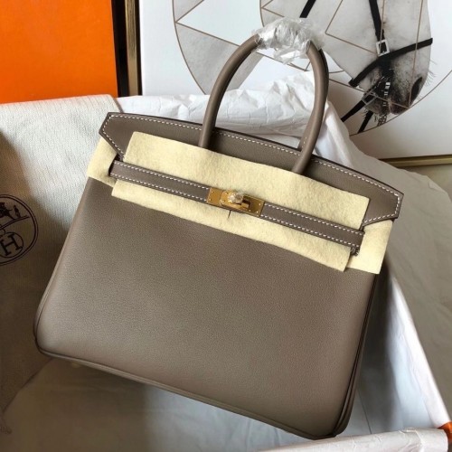 Hermes Birkin 25 Handmade Bag In Taupe Swift Leather