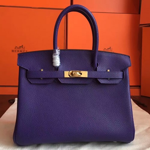 Hermes Iris Clemence Birkin 30cm Handmade Bag