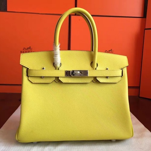 Hermes Soufre Epsom Birkin 30cm Handmade Bag