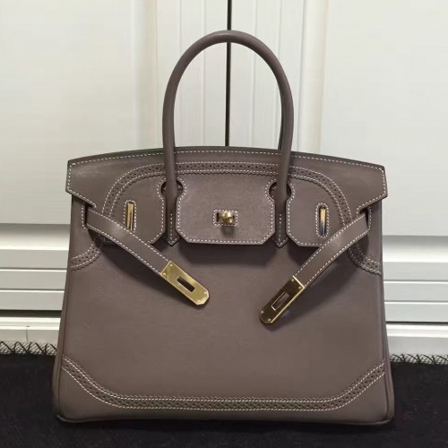 Hermes Birkin Ghillies 30cm In Etoupe Swift Leather