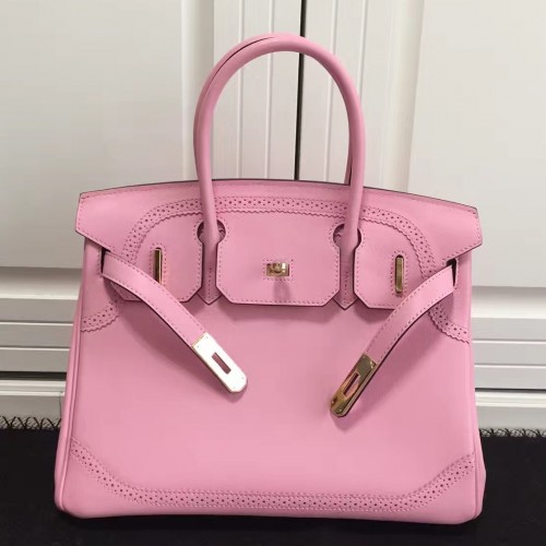 Hermes Birkin Ghillies 30cm In Pink Swift Leather