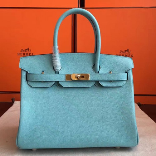 Hermes Blue Atoll Epsom Birkin 35cm Handmade Bag