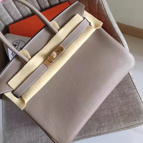 Hermes Grey Clemence Birkin 35cm Handmade Bag