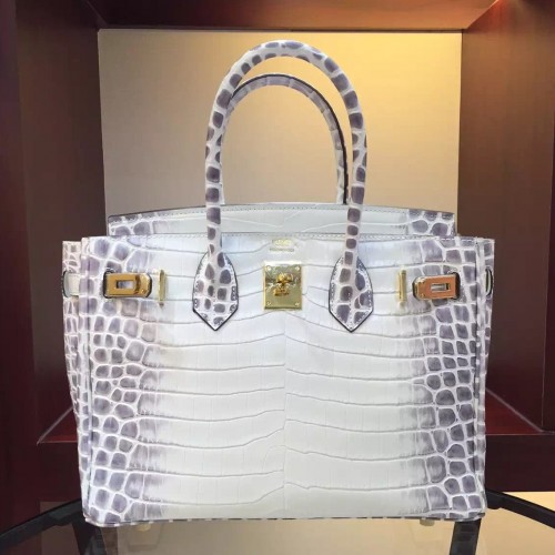 Hermes Birkin 30cm 35cm Bag In White Crocodile Leather