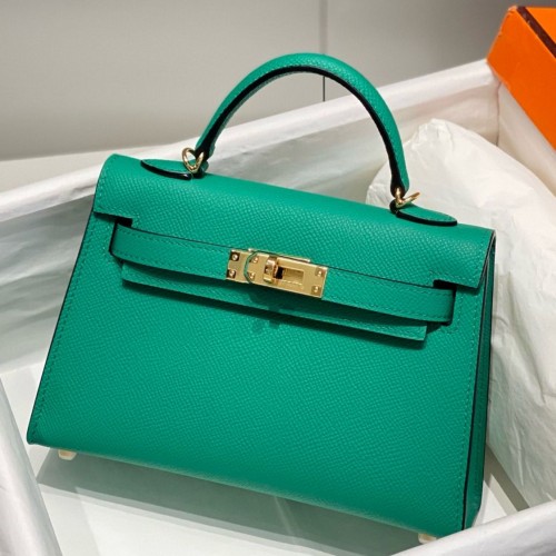 Hermes Kelly Mini II Bag In Vert Jade Epsom Leather GHW