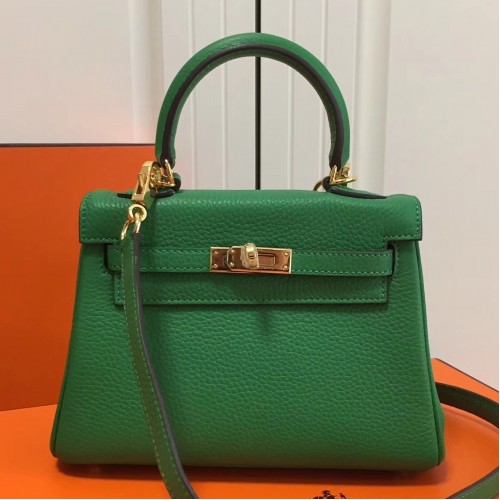 Hermes Bamboo Clemence Kelly 20cm GHW Bag