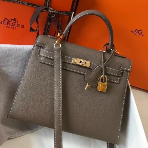 Hermes Kelly 25cm Sellier Bag In Taupe Epsom Leather