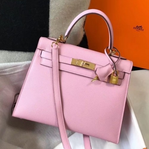 Hermes Kelly 28cm Sellier Bag In Mauve Sylvestre Epsom Leather