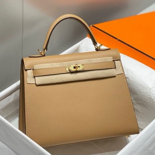 Hermes Kelly 28cm Sellier Bag In Chai Epsom Leather