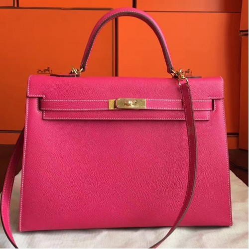 Hermes Rose Tyrien Epsom Kelly 32cm Sellier Handmade Bag