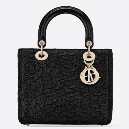 Previous Previous Dior Lady Dior Medium Bag In Black Wavy Crinkled Lambskin