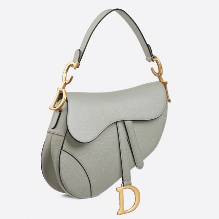 Dior Saddle Bag In Grey Grained Calfskin